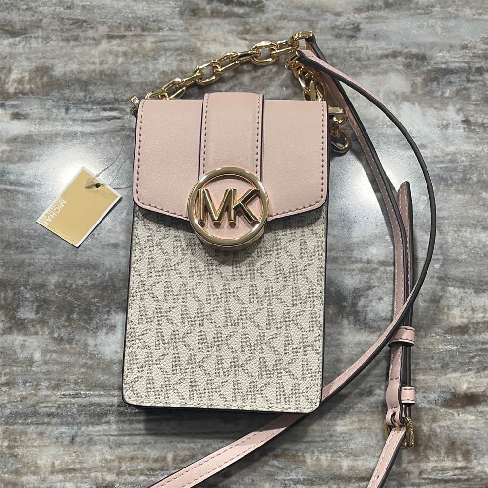 Michael Kors Pink and Cream Phone Crossbody